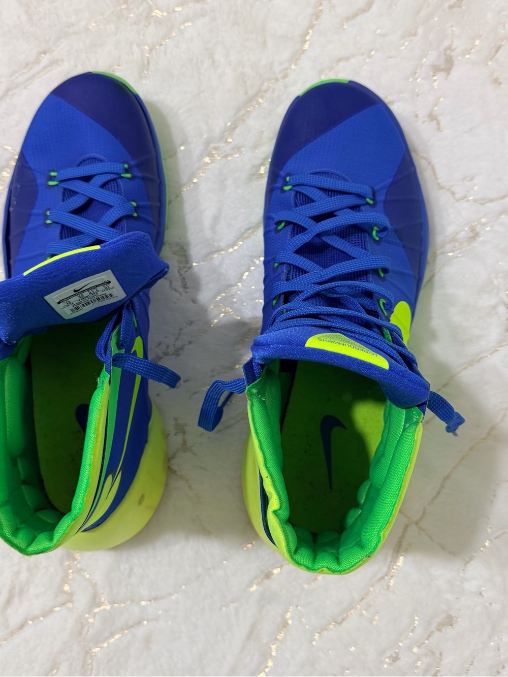 Nike Blue and Neon Green High-Top Sneakers